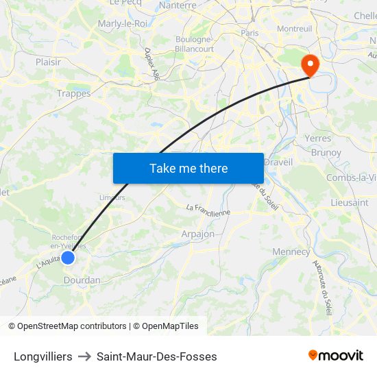 Longvilliers to Saint-Maur-Des-Fosses map