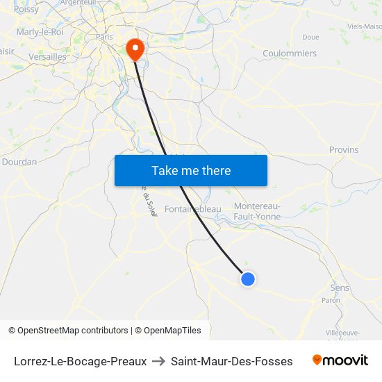 Lorrez-Le-Bocage-Preaux to Saint-Maur-Des-Fosses map