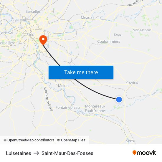 Luisetaines to Saint-Maur-Des-Fosses map
