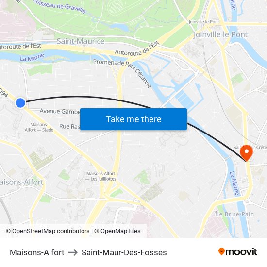 Maisons-Alfort to Saint-Maur-Des-Fosses map