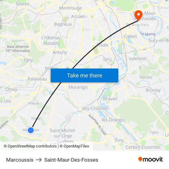 Marcoussis to Saint-Maur-Des-Fosses map