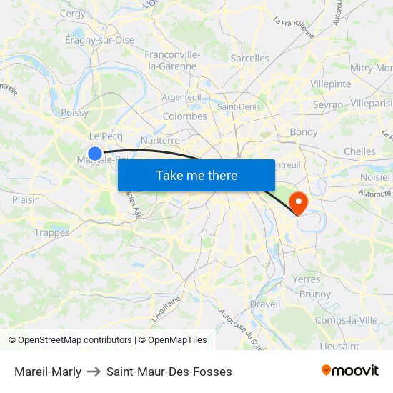 Mareil-Marly to Saint-Maur-Des-Fosses map
