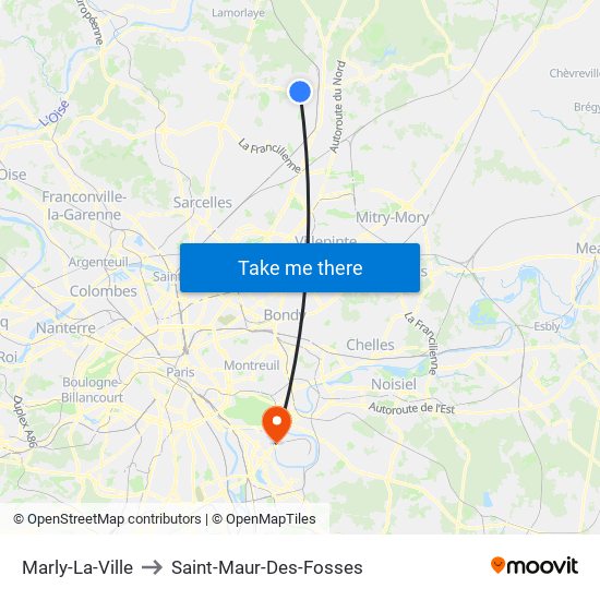 Marly-La-Ville to Saint-Maur-Des-Fosses map