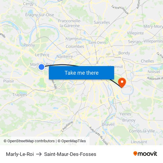 Marly-Le-Roi to Saint-Maur-Des-Fosses map