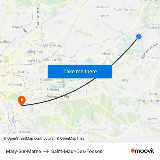 Mary-Sur-Marne to Saint-Maur-Des-Fosses map