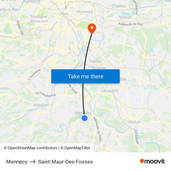 Mennecy to Saint-Maur-Des-Fosses map