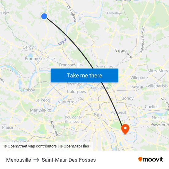 Menouville to Saint-Maur-Des-Fosses map