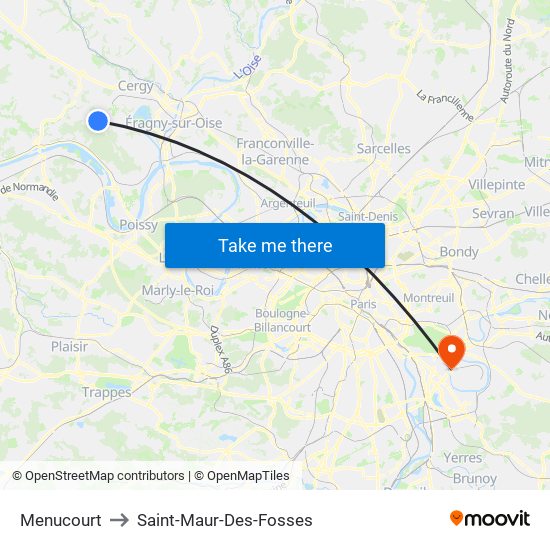 Menucourt to Saint-Maur-Des-Fosses map