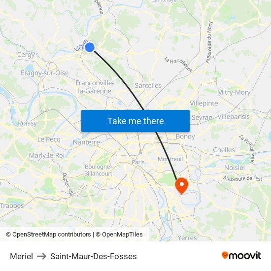Meriel to Saint-Maur-Des-Fosses map