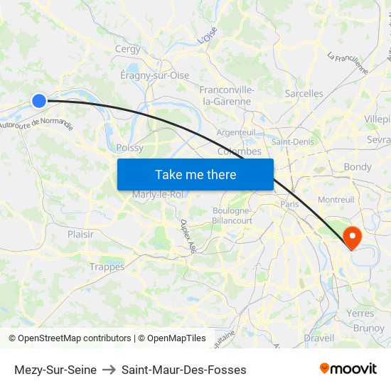 Mezy-Sur-Seine to Saint-Maur-Des-Fosses map