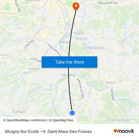 Moigny-Sur-Ecole to Saint-Maur-Des-Fosses map