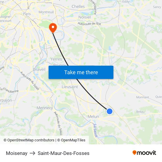 Moisenay to Saint-Maur-Des-Fosses map