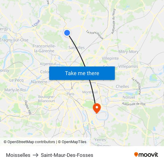 Moisselles to Saint-Maur-Des-Fosses map