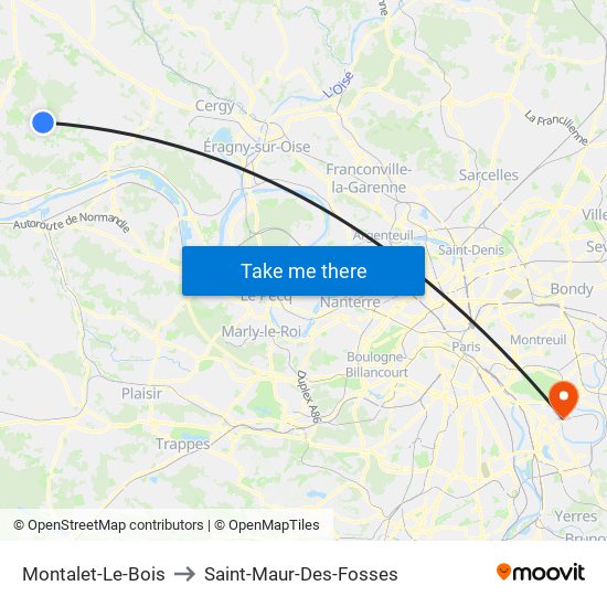 Montalet-Le-Bois to Saint-Maur-Des-Fosses map