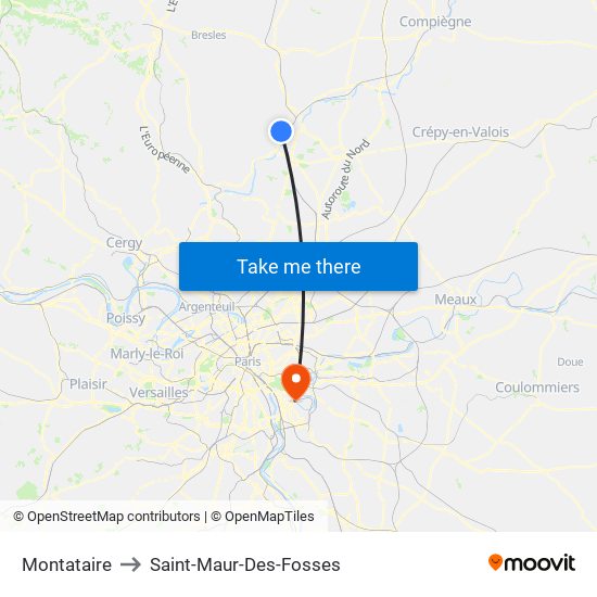 Montataire to Saint-Maur-Des-Fosses map