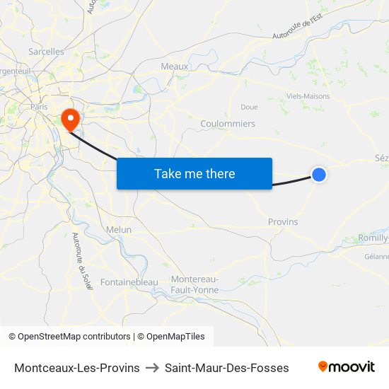 Montceaux-Les-Provins to Saint-Maur-Des-Fosses map