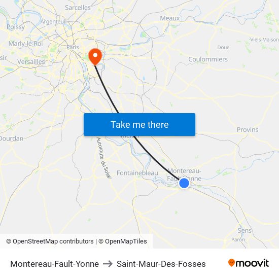 Montereau-Fault-Yonne to Saint-Maur-Des-Fosses map