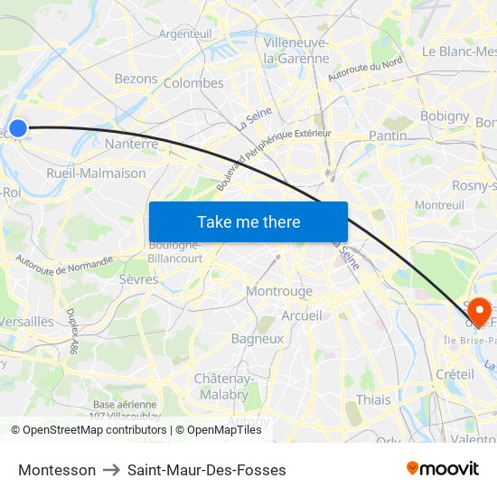 Montesson to Saint-Maur-Des-Fosses map