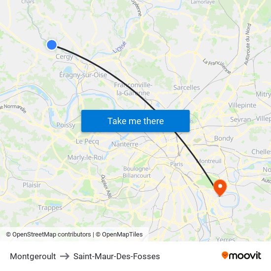 Montgeroult to Saint-Maur-Des-Fosses map