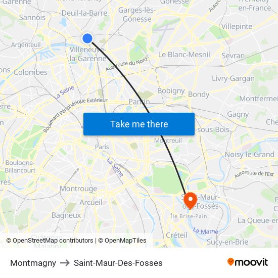 Montmagny to Saint-Maur-Des-Fosses map