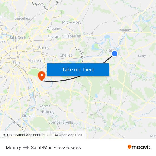 Montry to Saint-Maur-Des-Fosses map