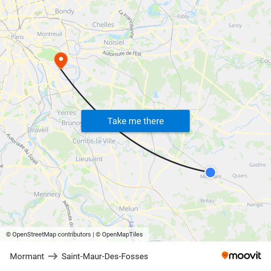 Mormant to Saint-Maur-Des-Fosses map