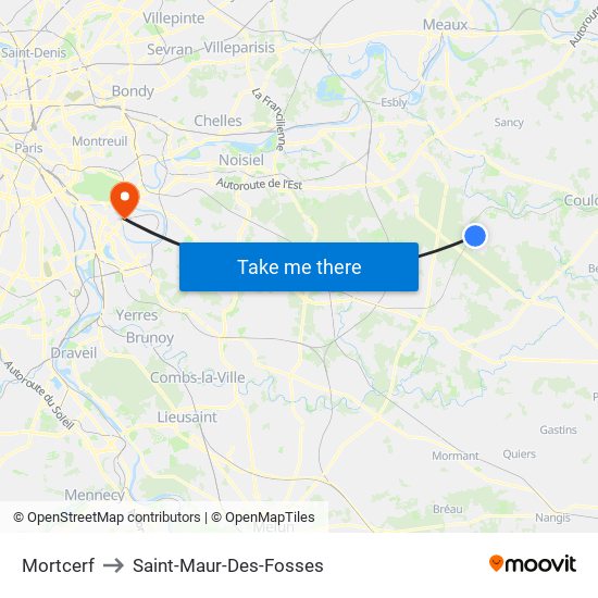 Mortcerf to Saint-Maur-Des-Fosses map