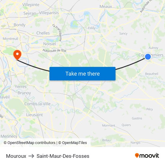 Mouroux to Saint-Maur-Des-Fosses map