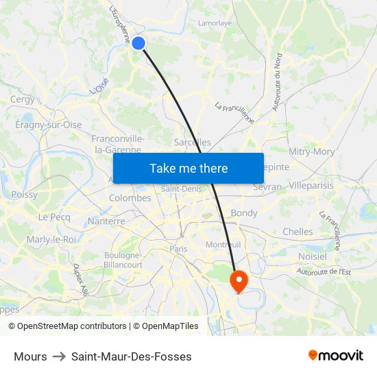 Mours to Saint-Maur-Des-Fosses map