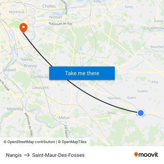 Nangis to Saint-Maur-Des-Fosses map