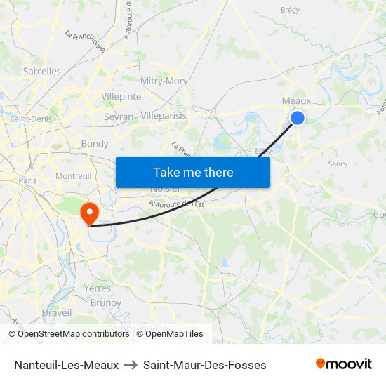 Nanteuil-Les-Meaux to Saint-Maur-Des-Fosses map