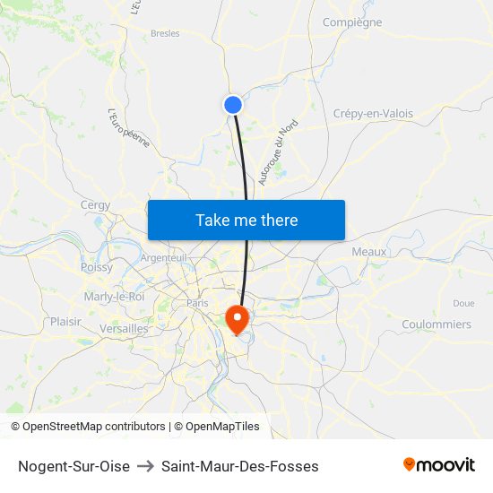 Nogent-Sur-Oise to Saint-Maur-Des-Fosses map