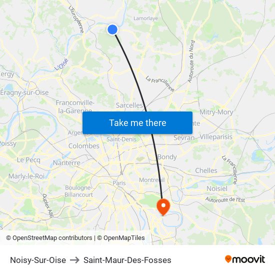Noisy-Sur-Oise to Saint-Maur-Des-Fosses map