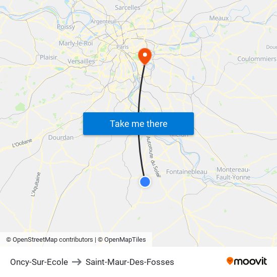 Oncy-Sur-Ecole to Saint-Maur-Des-Fosses map