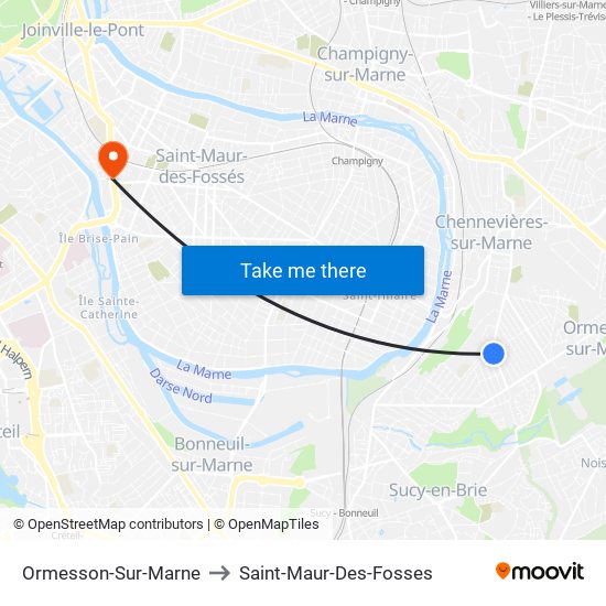Ormesson-Sur-Marne to Saint-Maur-Des-Fosses map