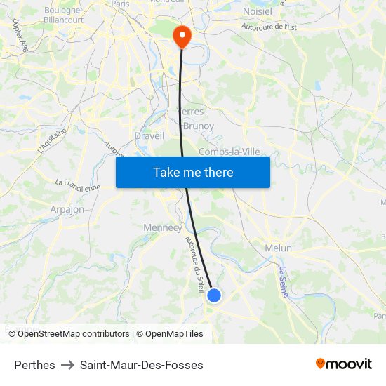 Perthes to Saint-Maur-Des-Fosses map