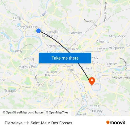 Pierrelaye to Saint-Maur-Des-Fosses map