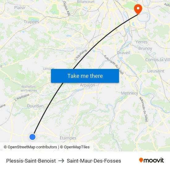 Plessis-Saint-Benoist to Saint-Maur-Des-Fosses map