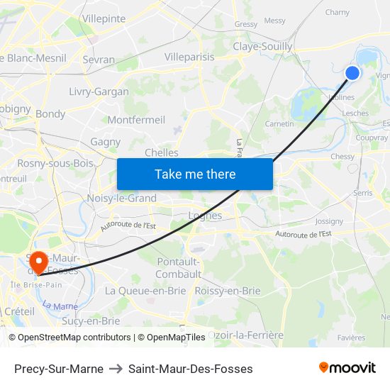 Precy-Sur-Marne to Saint-Maur-Des-Fosses map