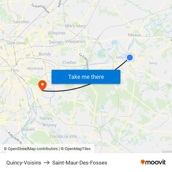 Quincy-Voisins to Saint-Maur-Des-Fosses map