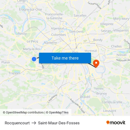 Rocquencourt to Saint-Maur-Des-Fosses map