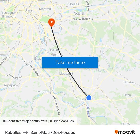 Rubelles to Saint-Maur-Des-Fosses map