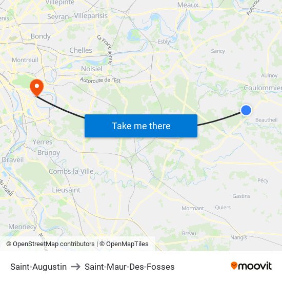 Saint-Augustin to Saint-Maur-Des-Fosses map
