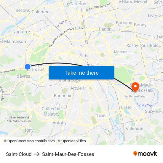 Saint-Cloud to Saint-Maur-Des-Fosses map