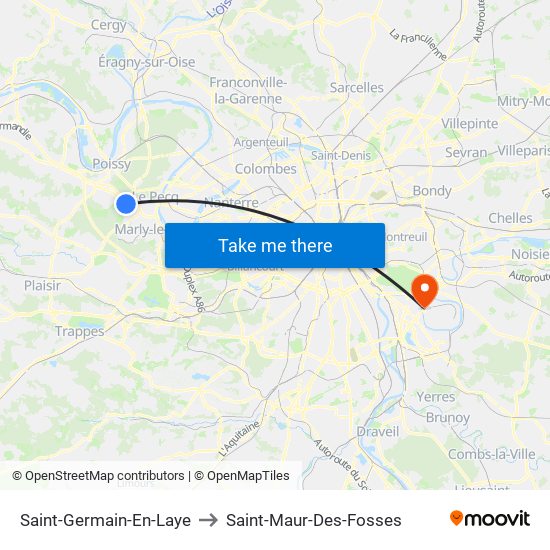Saint-Germain-En-Laye to Saint-Maur-Des-Fosses map