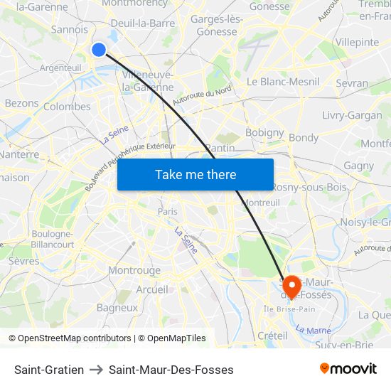 Saint-Gratien to Saint-Maur-Des-Fosses map