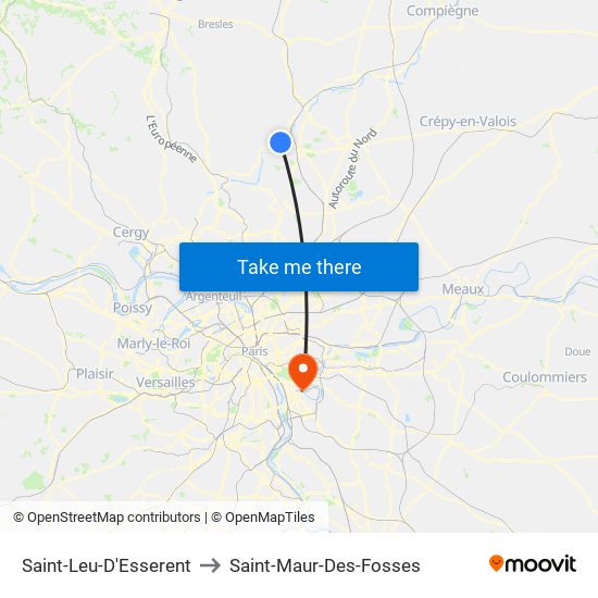 Saint-Leu-D'Esserent to Saint-Maur-Des-Fosses map