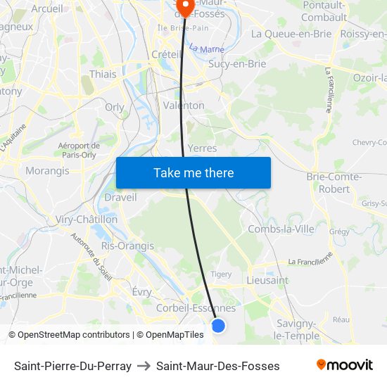 Saint-Pierre-Du-Perray to Saint-Maur-Des-Fosses map