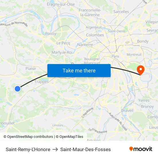 Saint-Remy-L'Honore to Saint-Maur-Des-Fosses map