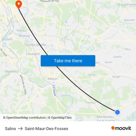 Salins to Saint-Maur-Des-Fosses map